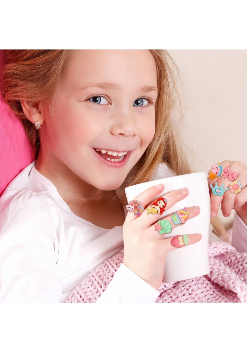 Little Girl Jewel Rings in Box, Adjustable, No Duplication, Girl Pretend Play and Dress Up Rings (24 Lovely Ring)  - Image 5