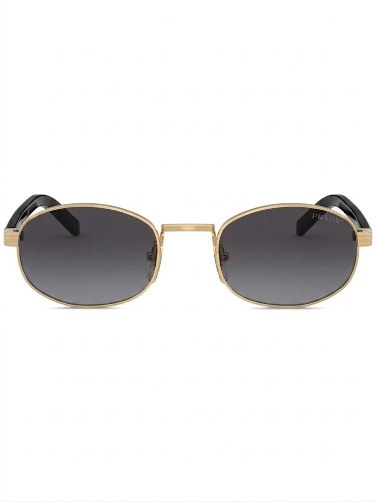 Prada PRB53S 1BC-40N 52 Oval Metal Sunglasses for Unisex - Gold Frame Smoke Lens - Image 2