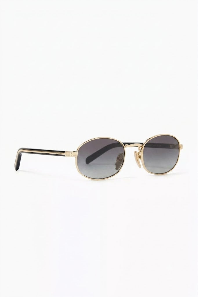 Prada PRB53S 1BC-40N 52 Oval Metal Sunglasses for Unisex - Gold Frame Smoke Lens - Image 3