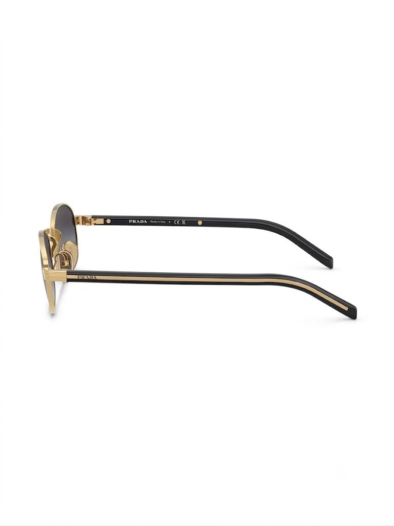 Prada PRB53S 1BC-40N 52 Oval Metal Sunglasses for Unisex - Gold Frame Smoke Lens - Image 4