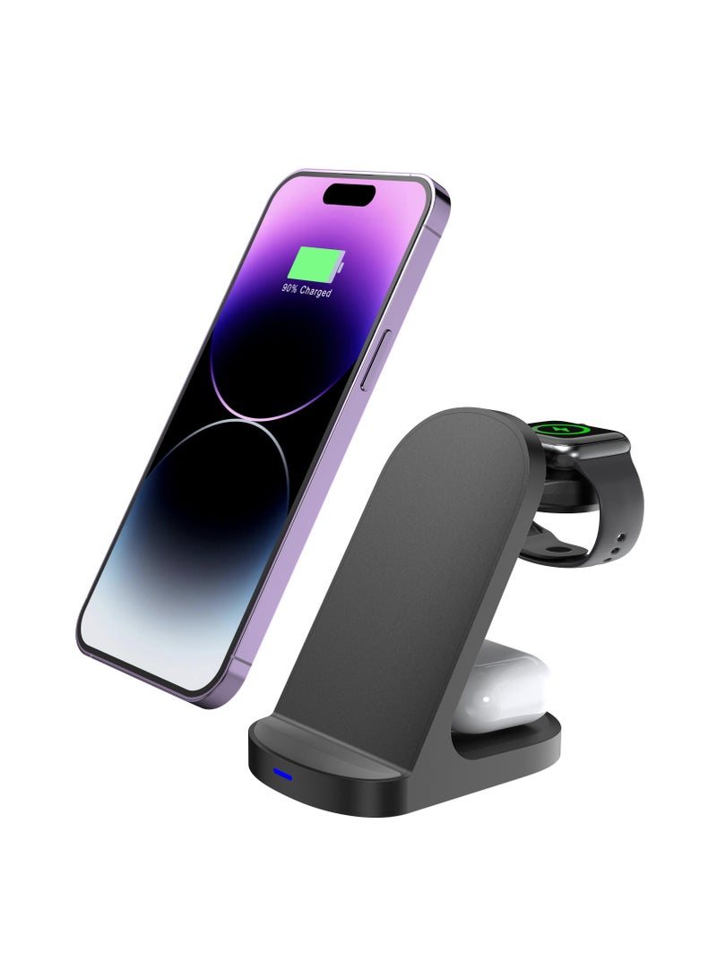 3 in 1 Wireless Charger iPhone Charging Station - Phone Charger Stand for Multiple Devices, Wireless Charging Station for iPhone 16/15/14/13/12/11/X, Apple Watches & for Airpods 4/3/2/Pro, Samsung/Huawei/Xiaomi, Black - Image 5