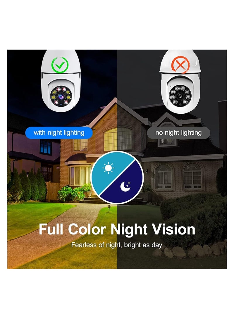 ELTRAZONE ELTERAZONE 3PCS Wireless Light Bulb Camera Outdoor 360 Degree WiFi Security Dome Cameras, 1080p Night Vision Bulb Cameras for Home,Support Cloud Storage  SD Card - Image 3