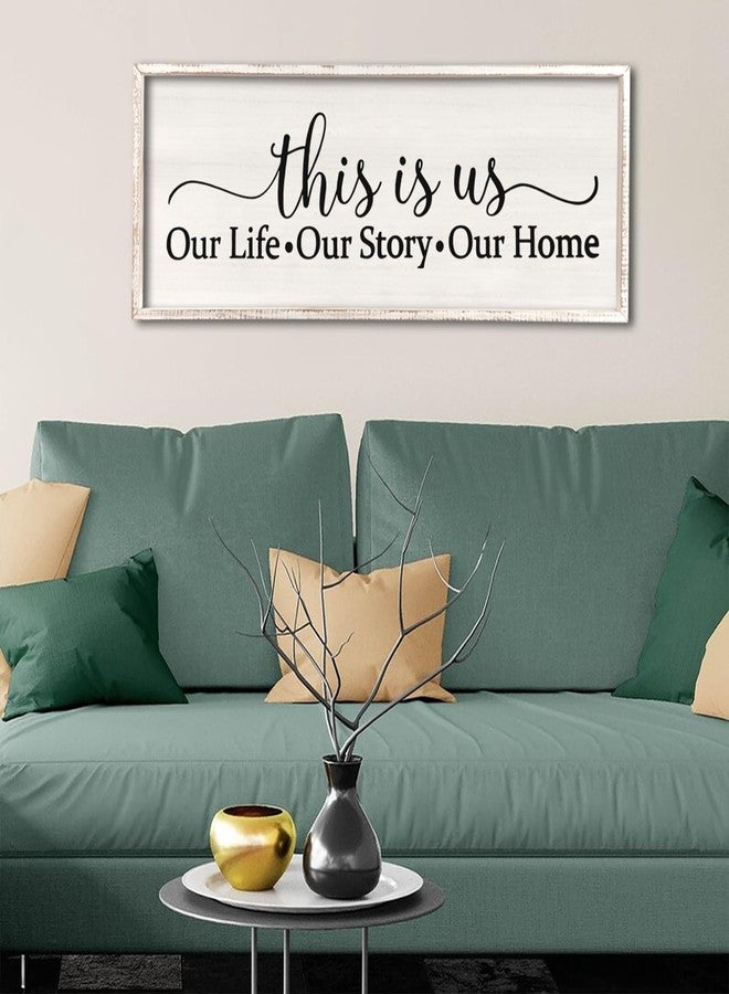 Surfapans This Is Us Sign Wall Decor for Bedroom 40''×15'' Large Vintage Framed Wooden Modern Farmhouse Room Rustic Family Sign Wall Art Hanging Home Decor (White) - Image 5