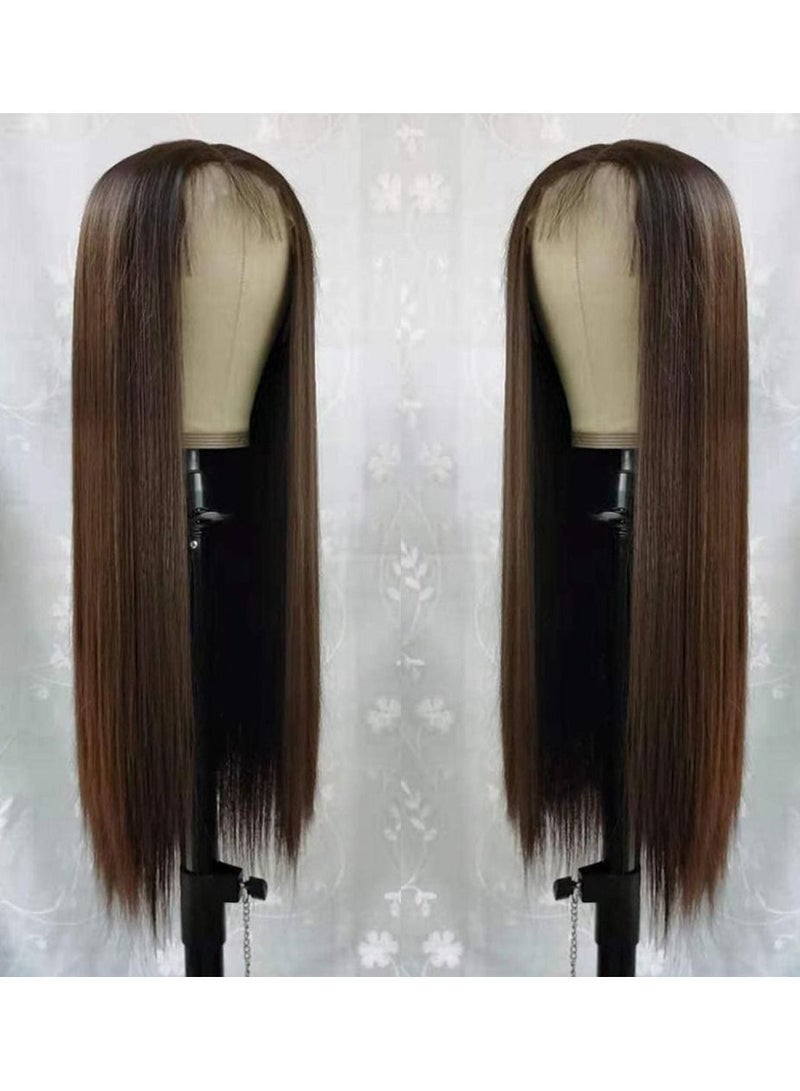 Estelle Black Lace Front Wigs Natural Long Straight Hair Black Wig Glueless Synthetic Heat Resistant Kanekalon Fiber Wig For Fashion Women - Image 2