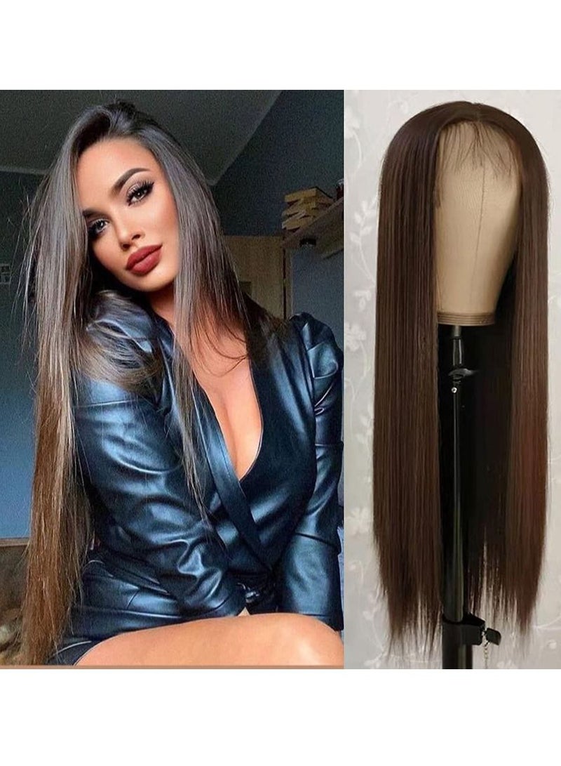 Estelle Black Lace Front Wigs Natural Long Straight Hair Black Wig Glueless Synthetic Heat Resistant Kanekalon Fiber Wig For Fashion Women - Image 1