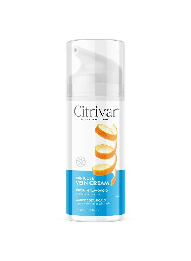 NGL Citrivar Varicose Vein Cream for Legs Improve Circulation Cream for Legs - Soothing Tonifier with Diosmin, Butcher's Broom, Aescin, Rutin, Curcumin - Cooling and Relaxing Mint Effect 4 oz (120 mL) - Image 1