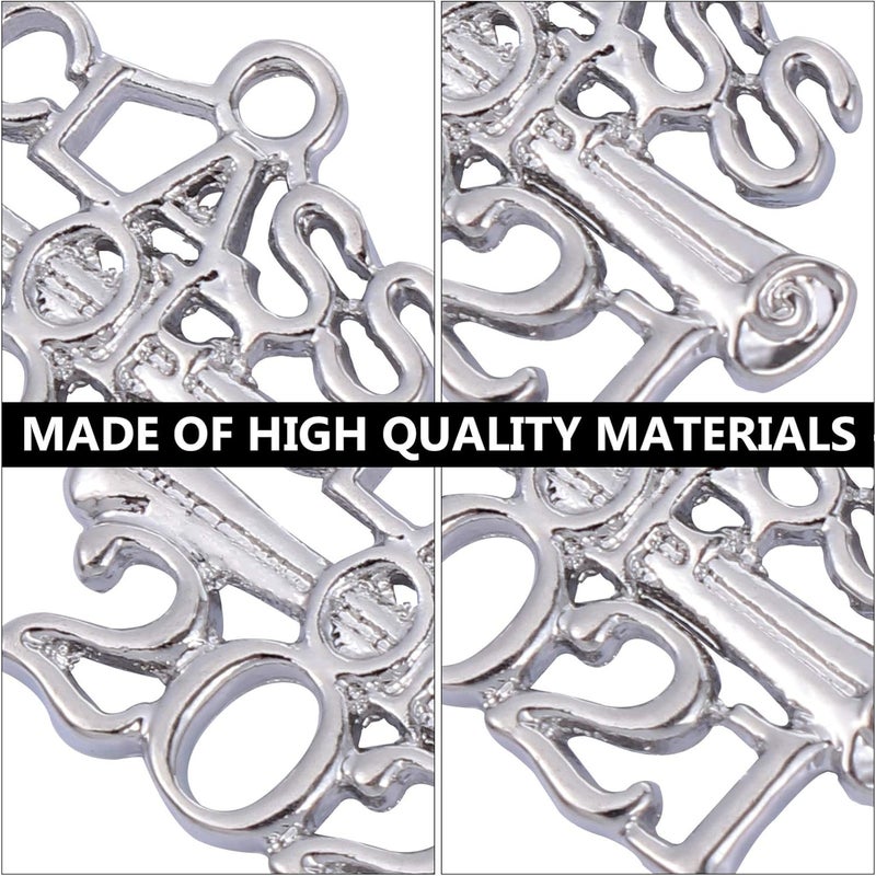 comfrt 2021 Graduation Charm Alloy 2021 Graduation Letter Charms Pendants Class of 2021 Alloy Charms for Congrats Grad Party Jewelry Accessory 10pcs ï¼ˆ Silver ï¼‰ - Image 4