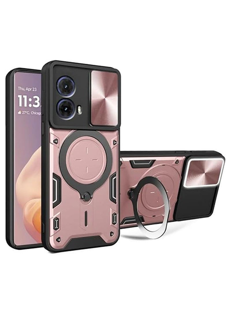 Compatible with Motorola Moto G85 5G Case with 360°Rotatable Ring Stand,【Compatible with Mag-Safe】【Slide Camera Cover】 Military Grade Heavy Duty Protective Case