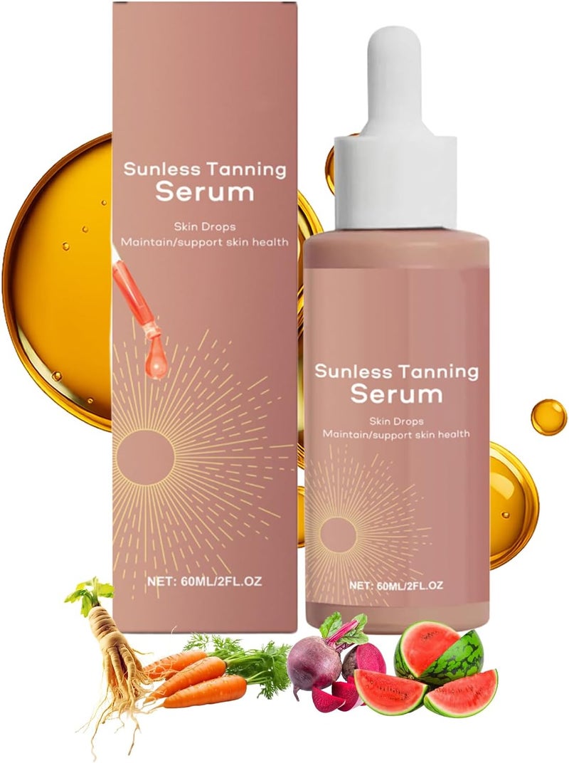 Sunless Tanning Drops Gradual Self Tan Melanin Booster Herbal Tanning Moisturizing Body Lotion Enhances Natural Skin Tone Body Lotion for Self Tan
