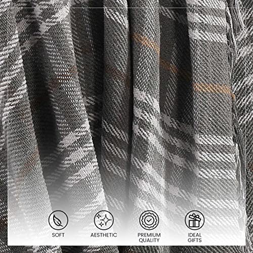 SASHAA WORLD Soft Check Throw Blanket | Used Both Indoor and Outdoor |Blanket for Living Room, Sofa, Bed & Chair | Grey Throw Blanket| Pack of 1, 180 x130 cm - Image 3