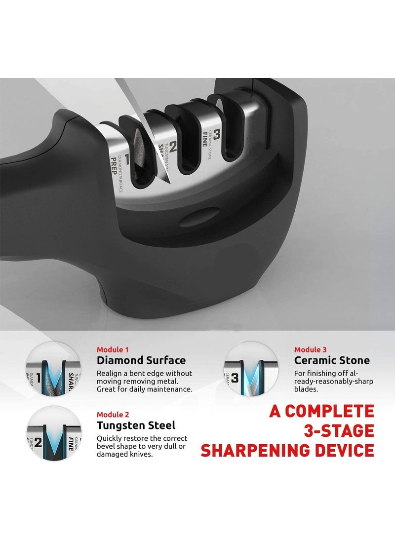 SKYVOKES SKYVOKES Manual 3 Stage Knife Sharpener for Kitchen Knife Sharpener Rod Knives Sharpening Tool for Steel Knives  - Image 2