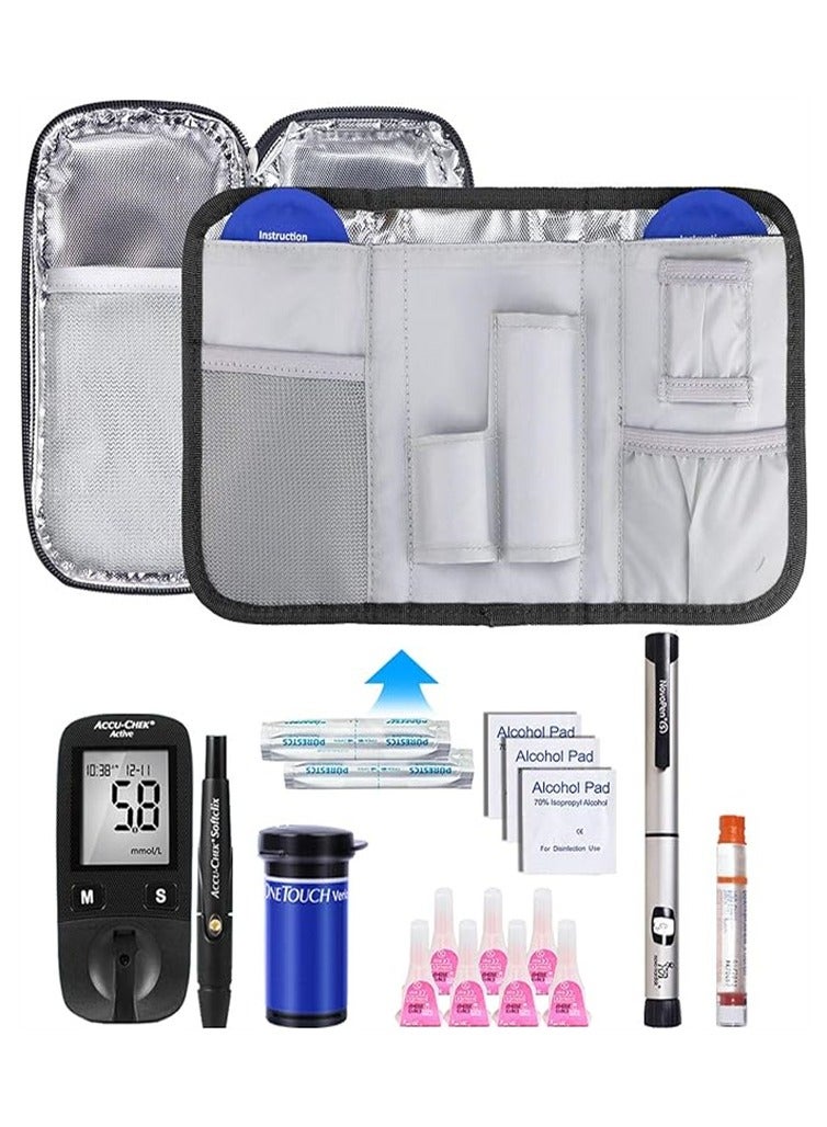 لينج كي حقيبة سفر للأنسولين - حقيبة سفر معزولة لتبريد الأدوية لقلم وقوارير الأنسولين لمرضى السكري - Image 5