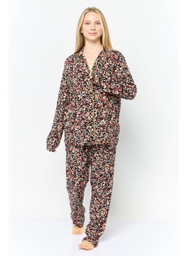 TRIUMPH Women 2 Pieces Floral Pattern Pajama Set, Black  - Image 1