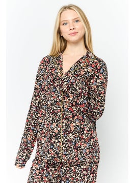 TRIUMPH Women 2 Pieces Floral Pattern Pajama Set, Black  - Image 3