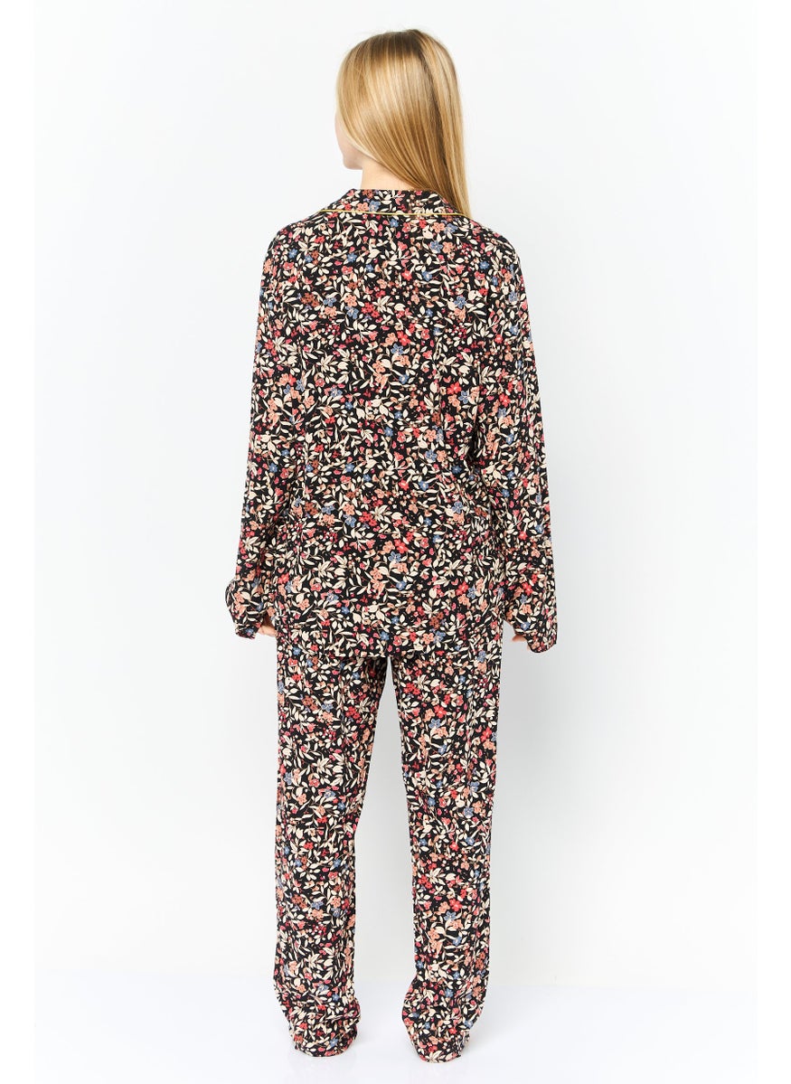 TRIUMPH Women 2 Pieces Floral Pattern Pajama Set, Black  - Image 2