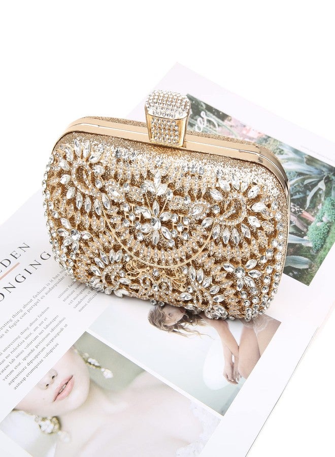 DA BODAN Womens Sparkly Rhinestone Sequin Glitter Bag Clutch Evening Handbag Shoulder Bags Purse for Wedding Party Prom (Full Gold) - Image 2