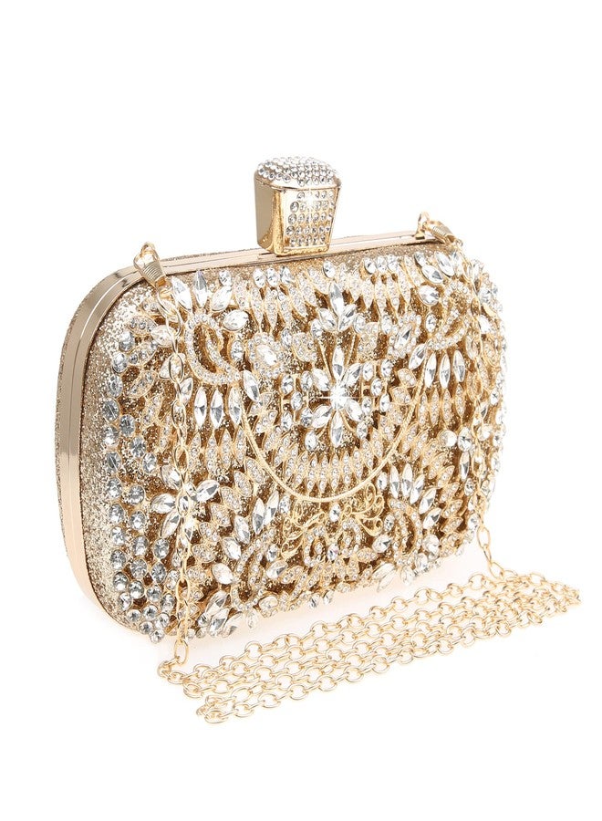 DA BODAN Womens Sparkly Rhinestone Sequin Glitter Bag Clutch Evening Handbag Shoulder Bags Purse for Wedding Party Prom (Full Gold) - Image 1