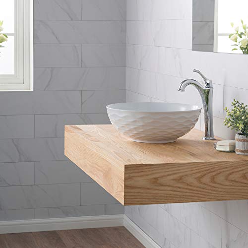 KRAUS Viva™ Round White Porcelain Ceramic Vessel Bathroom Sink with Pop-Up Drain, 16 1/2 in. D x 5 1/2 in. H, KCV-200GWH - Image 4