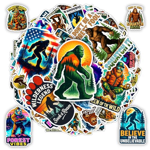 BETANAS 100 PCS Bigfoot Stickers Pack, Sasquatch Vinyl Waterproof Decals for Car Window Bumper Laptop Water Bottle Scrapbook Journal – Funny Forest Legend Outdoor Camping Sticker for Adults Teens Men - Image 1