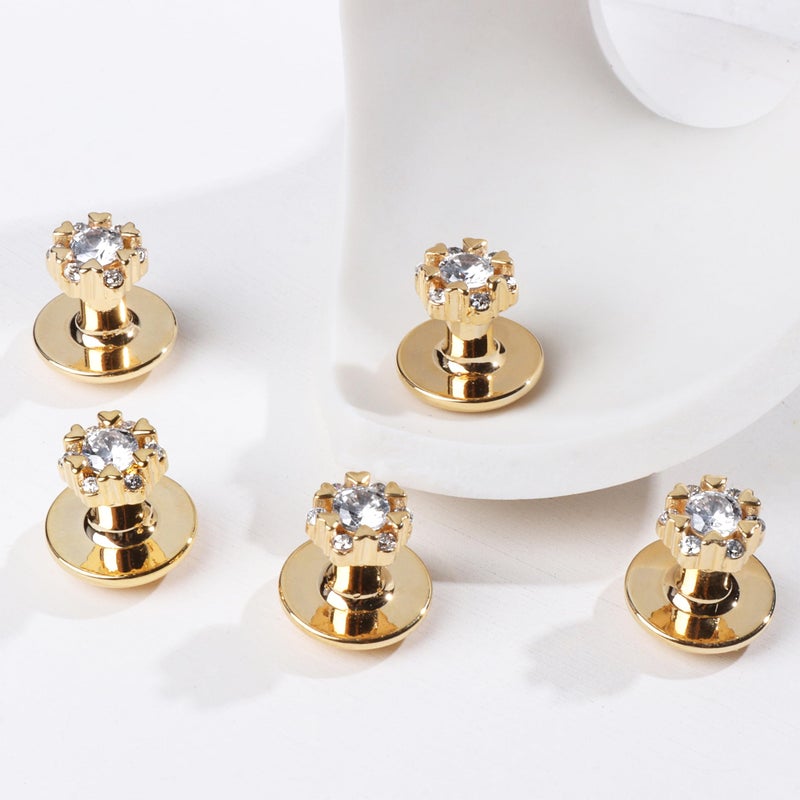 HAWSON Crystal Tuxedo Studs for Mens Tuxedo Shirt,5 PCS Tuxedo Buttons for Birthday Wedding Party Christmas. - Image 5