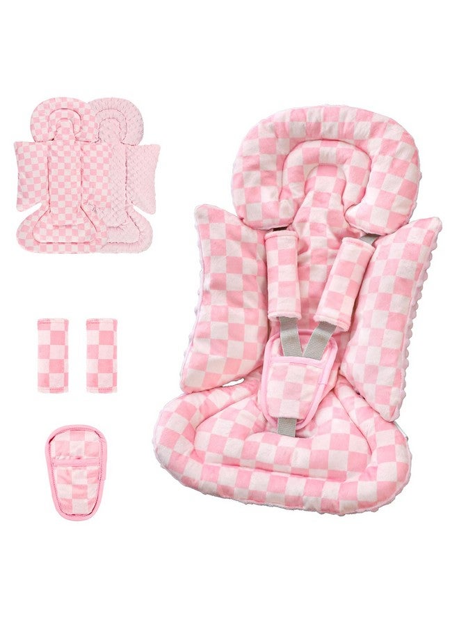 DAYEEBALL 4 in 1 Infant Car Seat Insert, Baby Car Seat Head Body Support for Girls & Boys, Reversible Newborn Car Seat Insert with 3 Extra Strap Paddings, Premature Car Seat Cushion (Pink) - Image 1