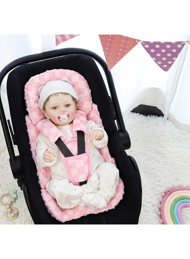 DAYEEBALL 4 in 1 Infant Car Seat Insert, Baby Car Seat Head Body Support for Girls & Boys, Reversible Newborn Car Seat Insert with 3 Extra Strap Paddings, Premature Car Seat Cushion (Pink) - Image 2