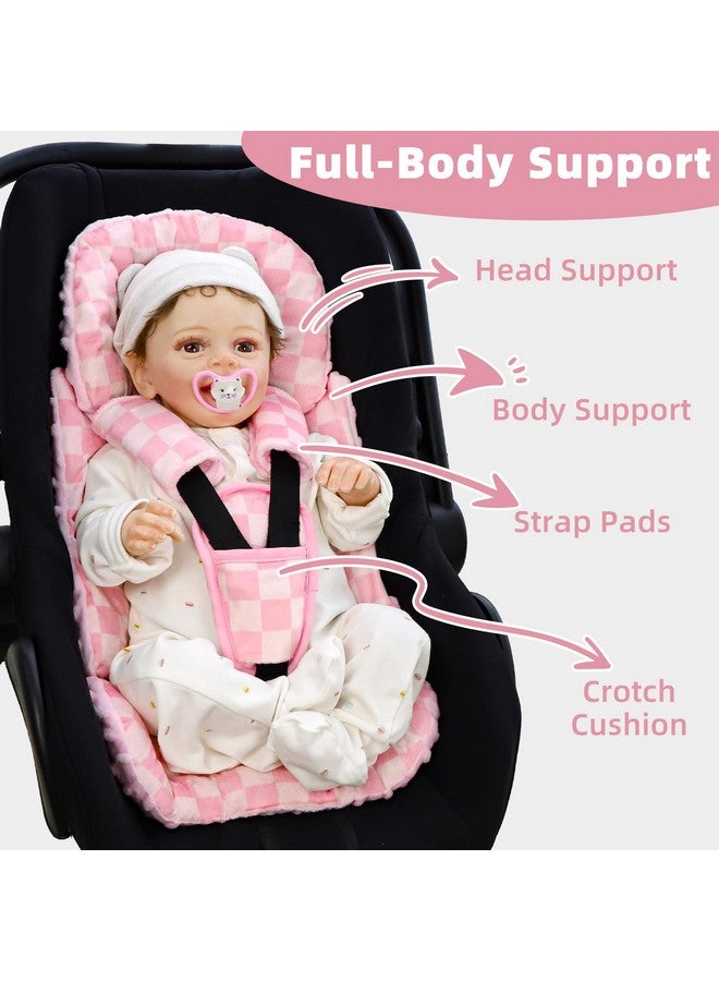 DAYEEBALL 4 in 1 Infant Car Seat Insert, Baby Car Seat Head Body Support for Girls & Boys, Reversible Newborn Car Seat Insert with 3 Extra Strap Paddings, Premature Car Seat Cushion (Pink) - Image 5