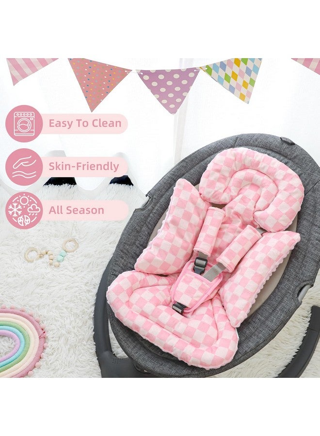 DAYEEBALL 4 in 1 Infant Car Seat Insert, Baby Car Seat Head Body Support for Girls & Boys, Reversible Newborn Car Seat Insert with 3 Extra Strap Paddings, Premature Car Seat Cushion (Pink) - Image 3