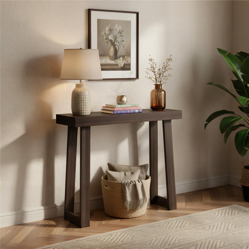 Plank+Beam Solid Wood Console Table, 36 Inch, Sofa Table, Narrow Entryway Table for Hallway, Behind The Couch, Living Room, Foyer, Easy Assembly, Walnut - Image 1