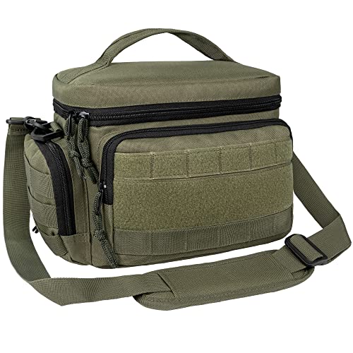 opux Tactical Lunch Box for Men, Olive Mens Insulated Lunch Bag for Adult, Leakproof Soft Lunch Cooler with MOLLE Mesh Side Pockets, Multicam Heavy Duty Lunchbox Pail for Work Women, Medium 10 Cans - Image 1