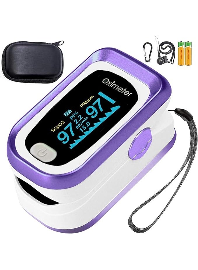 جهاز قياس النبض ونسبة الأكسجين للأصابع – 4 بيانات – مراقبة التنفس والنبض – محمول للرياضة والسفر الجوي - Image 1