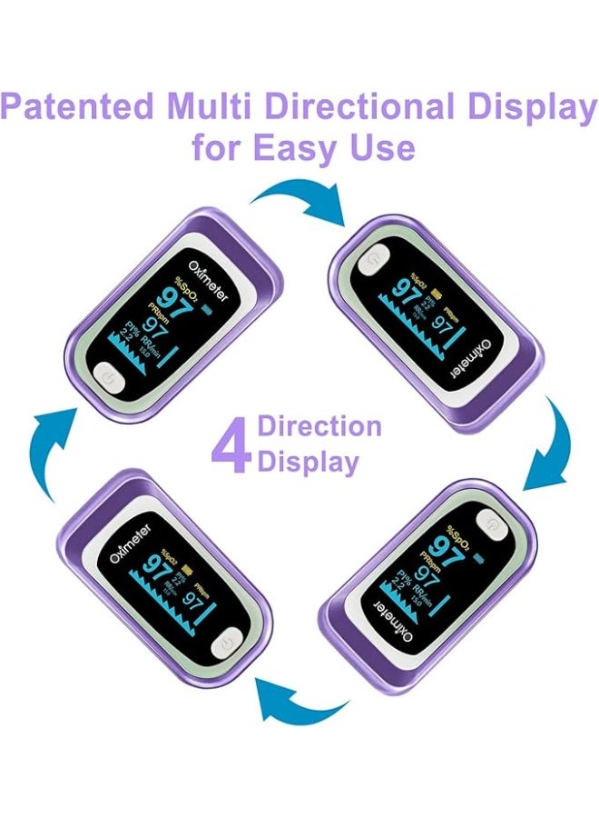 جهاز قياس النبض ونسبة الأكسجين للأصابع – 4 بيانات – مراقبة التنفس والنبض – محمول للرياضة والسفر الجوي - Image 4