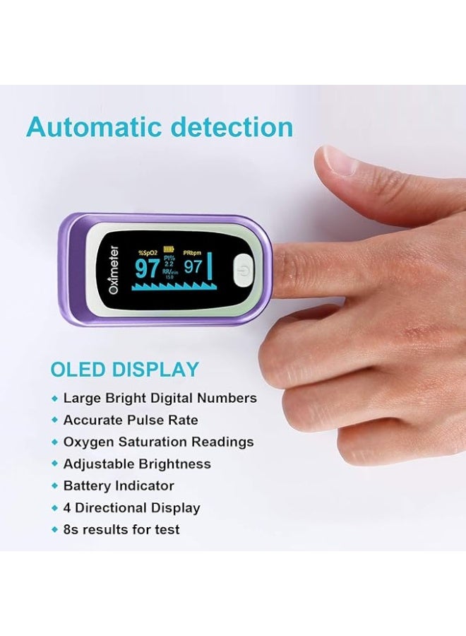 جهاز قياس النبض ونسبة الأكسجين للأصابع – 4 بيانات – مراقبة التنفس والنبض – محمول للرياضة والسفر الجوي - Image 3