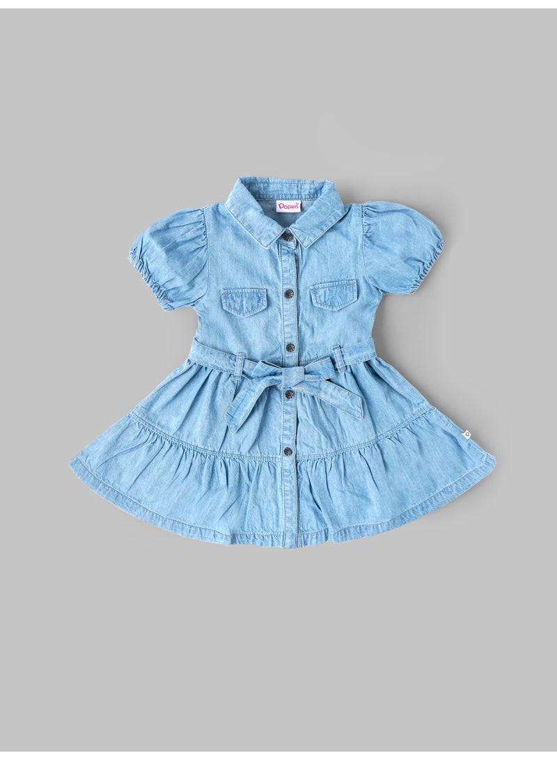 POPEES Premium Soft Cotton Baby Denim Dress - Skin-Friendly Denim Dress - Image 1