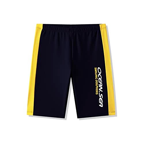 KID1234 Boys Swimsuits UPF50+UV Swimwear Set Two Piece Rash Guard with Hat for Kids 4-14 Years Yellow - Image 3