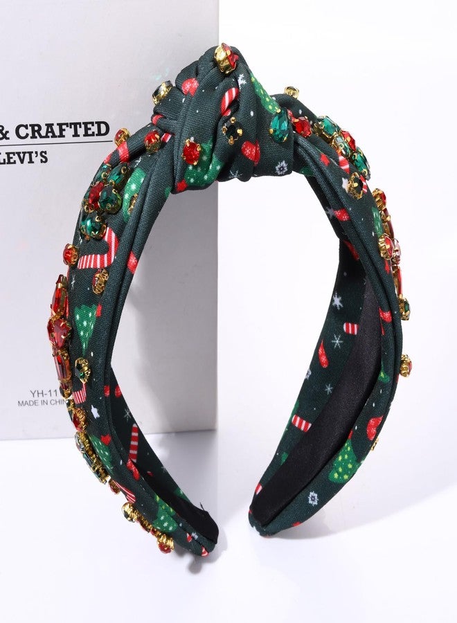 مولوك طوق رأس مولوخ للنساء، طوق رأس مزين بفيونكة شجرة عيد الميلاد وندفة ثلجية معقود، طوق رأس مرصع بالكريستال، زينة عيد الميلاد، هدايا - Image 5