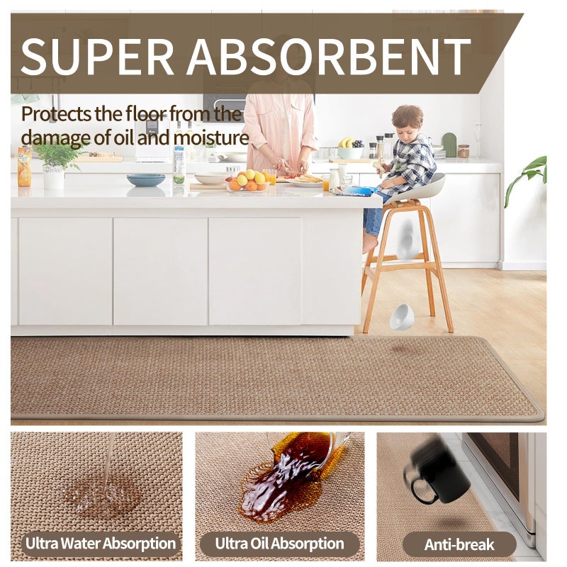 YDKGL Kitchen Rugs and Mats Non Slip Washable, Absorbent Runner Rugs for Kitchen, Front of Sink, Kitchen Mats for Floorï¼ŒEasy to Clean and Maintain Kitchen Floor mat(Brown, 17"x30") - Image 5