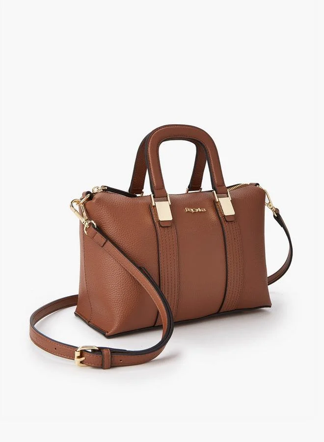 Paprika Textured Tote Bag with Detachable Strap and Zip Closure