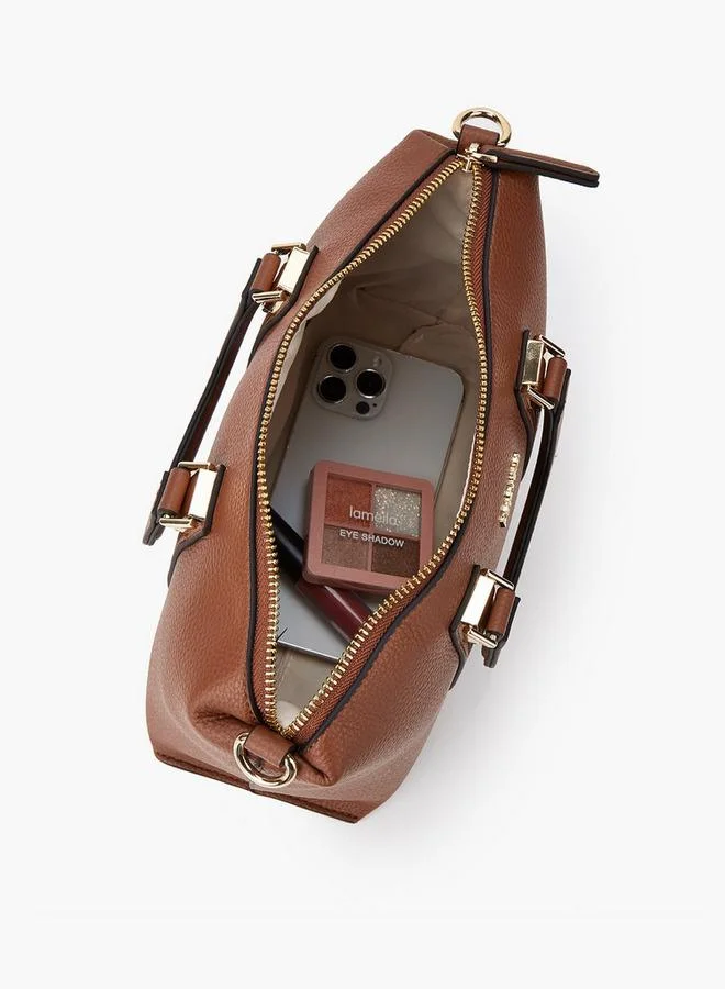 بابريكا Textured Tote Bag with Detachable Strap and Zip Closure