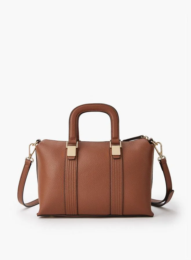 بابريكا Textured Tote Bag with Detachable Strap and Zip Closure
