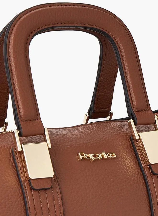بابريكا Textured Tote Bag with Detachable Strap and Zip Closure