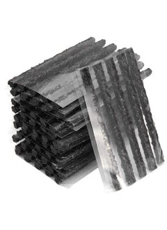 50 Pcs Emergency Tubeless Tire Puncture Repair Strip Strings Kit - Plug Rubber Tool for Recovery of Car, Motorcycle, Bike - Black, 100mm x 6mm