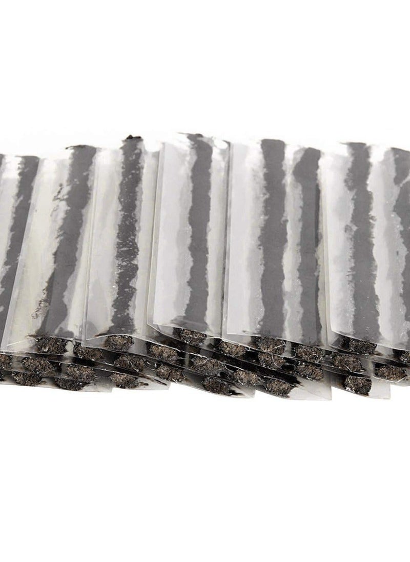 Generic - 50 Pcs Emergency Tubeless Tire Puncture Repair Strip Strings Kit - Plug Rubber Tool for Recovery of Car, Motorcycle, Bike - Black, 100mm x 6mm - Image 1