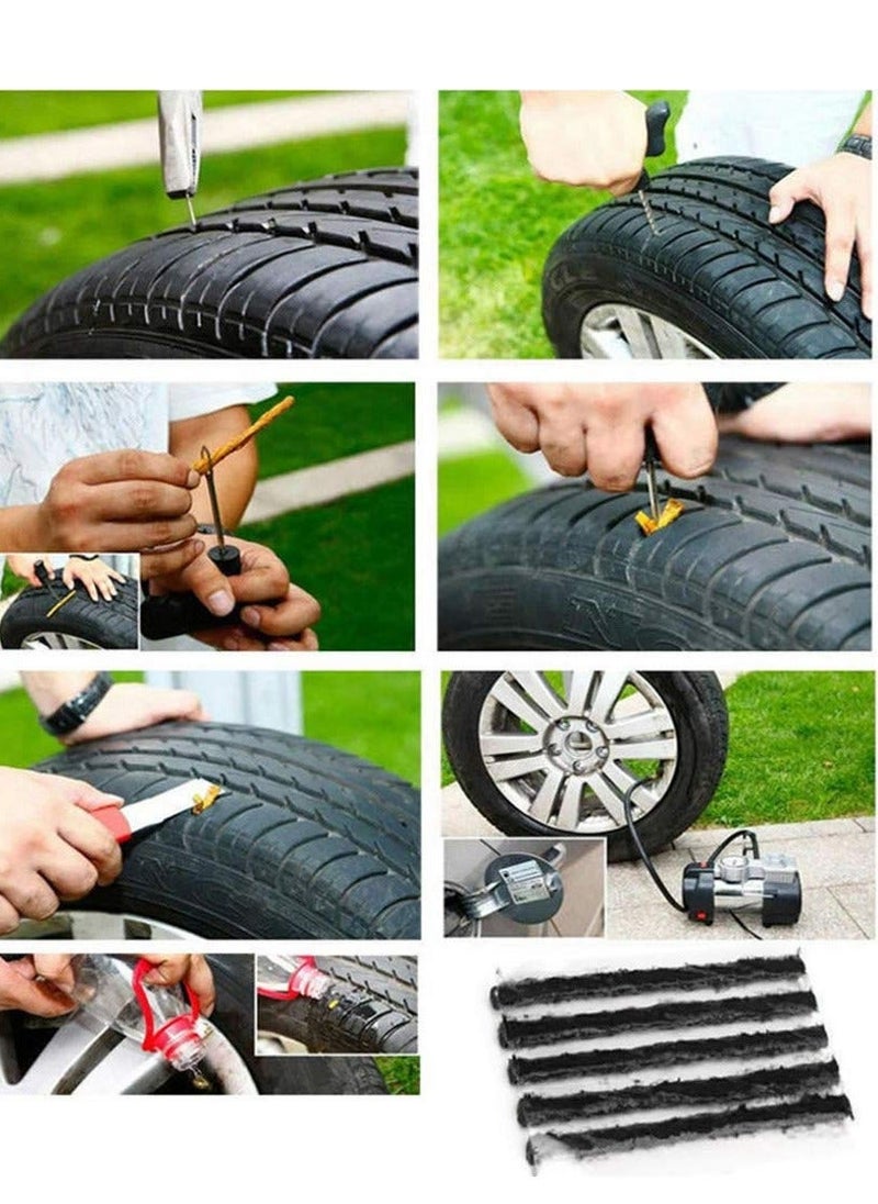 Generic - 50 Pcs Emergency Tubeless Tire Puncture Repair Strip Strings Kit - Plug Rubber Tool for Recovery of Car, Motorcycle, Bike - Black, 100mm x 6mm - Image 1