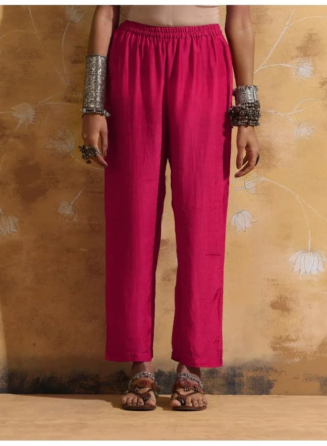 trueBrowns trueBrowns Pink Muslin Silk A-Line Kurta Co-ord Set