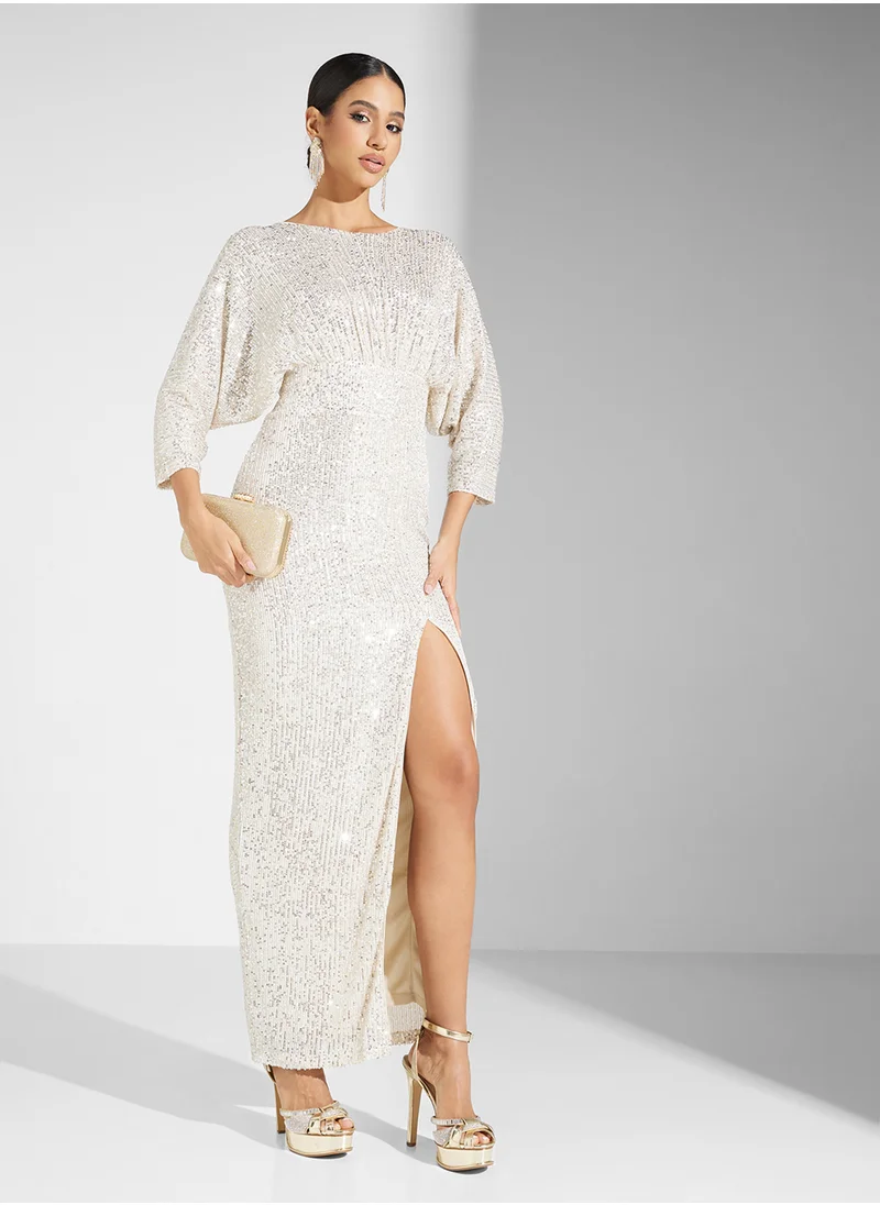 تي اف ان سي Embellished Front Slit Sequin Dress