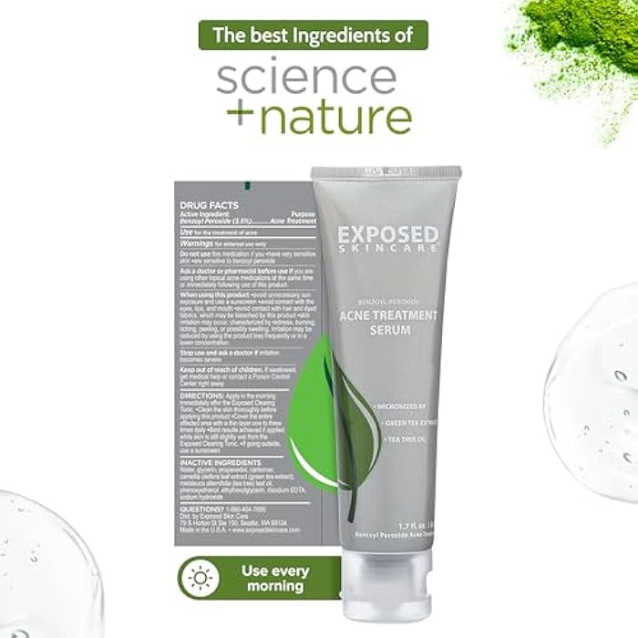 Exposed Skin Care, Acne Treatment Serum with 3.5% Benzoyl Peroxide – Lightweight Acne Spot Treatment – Quickly Clear Teen, Adult, Hormonal and Cystic Acne – Natural, Non-toxic and Cruelty Free - Image 4