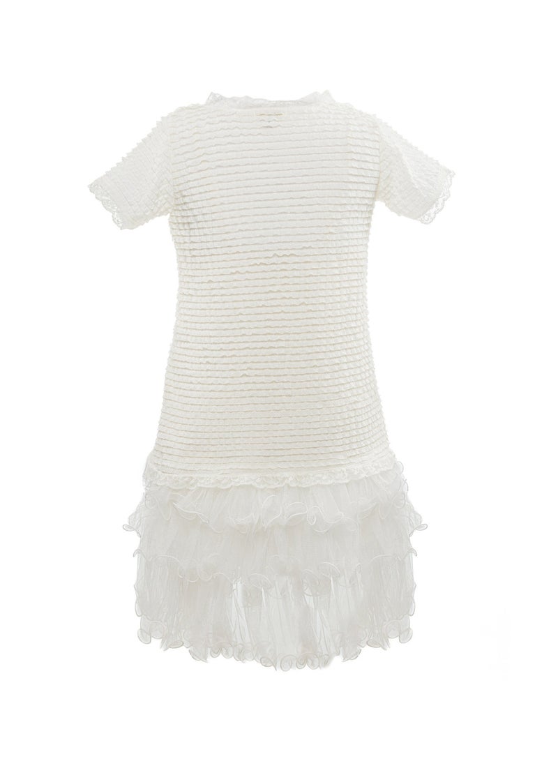 Queen FRILL WHITE Girls Party Dress, Princess Dress Party Wear Wedding Evening Formal Pageant Dance Gown for Birthday Kid Girls Elegant - Image 4