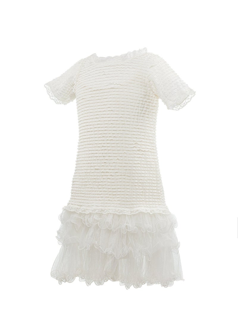 Queen FRILL WHITE Girls Party Dress, Princess Dress Party Wear Wedding Evening Formal Pageant Dance Gown for Birthday Kid Girls Elegant - Image 2