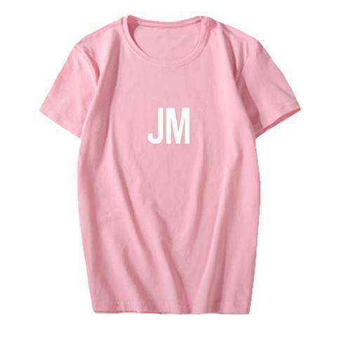 kpop Youth League 7th Anniversary Abbreviation Member Name Surrounding Should Aid Song Playing Clothing Same Style Short Sleeve T-shirt Male and Female Couples Ji-min-JM (pink) - Image 1